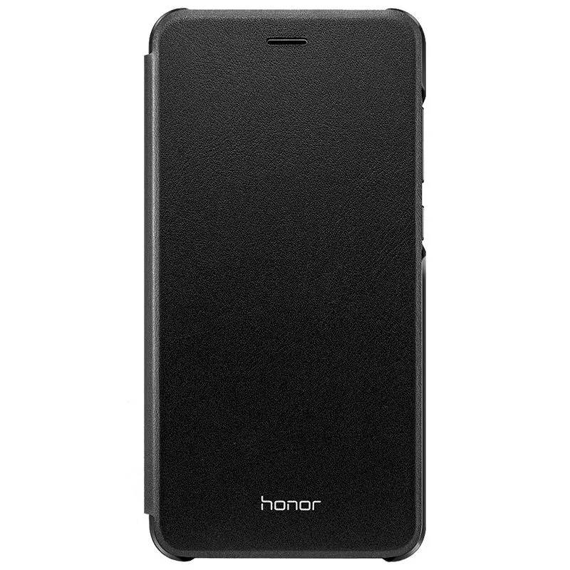 Кожаный чехол для huawei Honor 8 lite, защитный чехол с окошком для просмотра, умный чехол - Цвет: honor8 lite Black