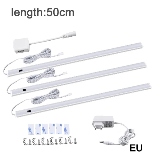 3X50cm EU Adapter EeeToo светильник под шкаф, кухонный ручной волнистый датчик движения, светильник ing DC 12V светодиодный шкаф, светильник s для кухни - Цвет: 3X50cm EU Adapter