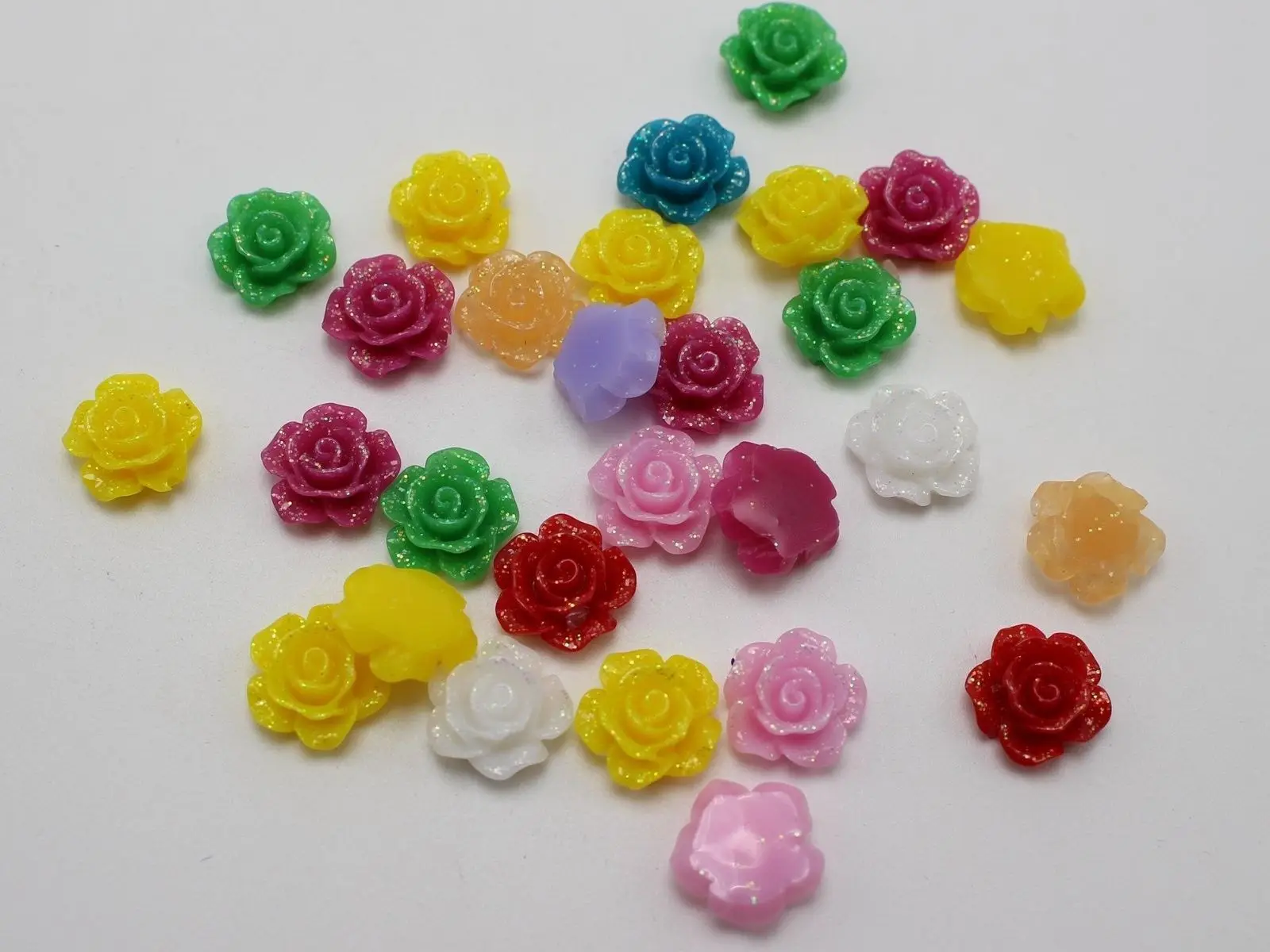

100 Mixed Color Flatback Resin Floral Flower Cabochons 11mm Embellishments