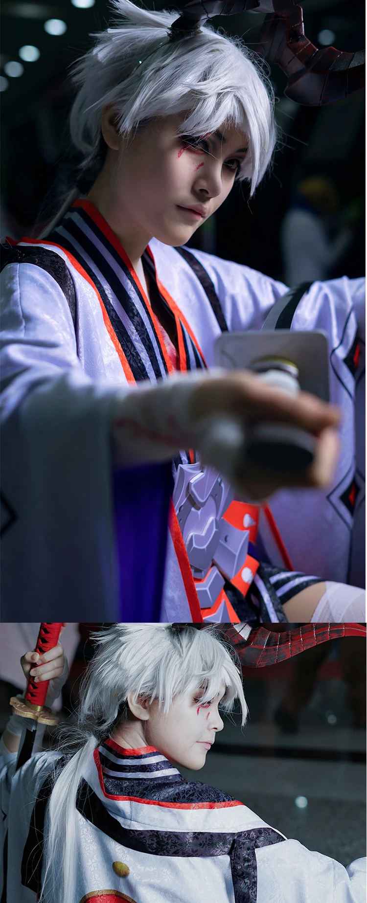 Игра Onmyoji Onikiri Пробуждение косплей кимоно Хэллоуин Карнавальный Наряд полный набор парик обувь Рог Косплей Костюм