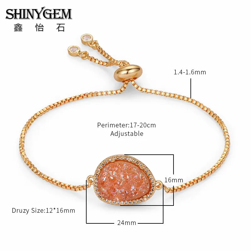 Новинка модное женское платье камень Druzy Agates шарм натуральный браслеты Женские