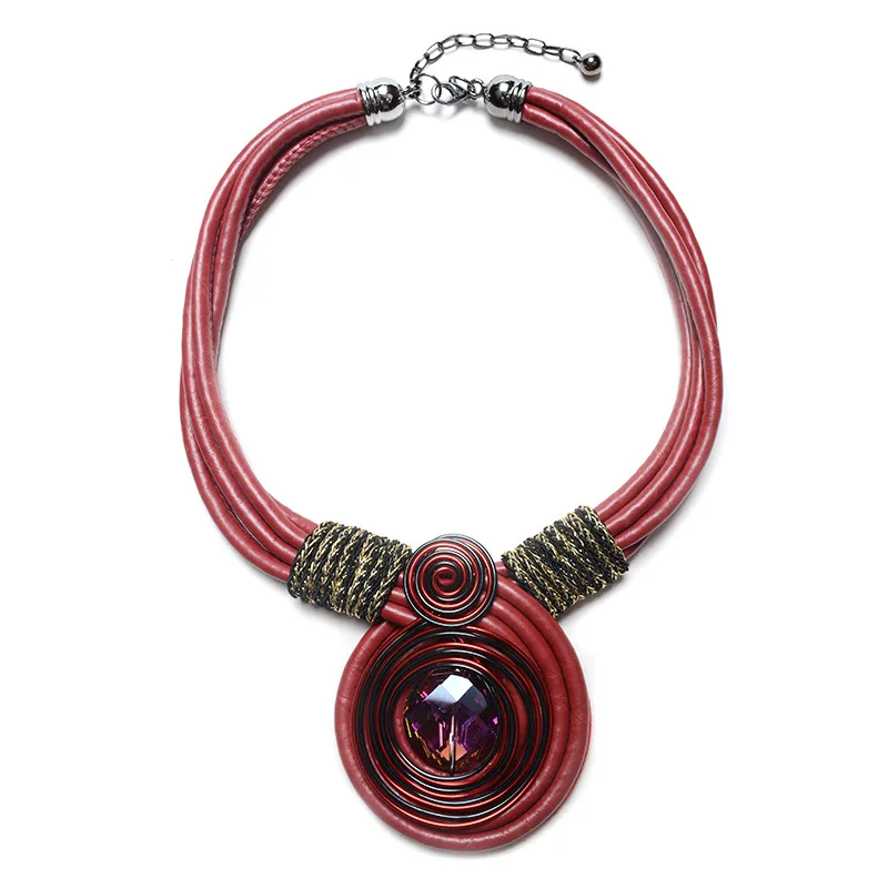 Ожерелье и кулоны женское винтажное круглое многослойное из кожи|leather necklace|fashion
