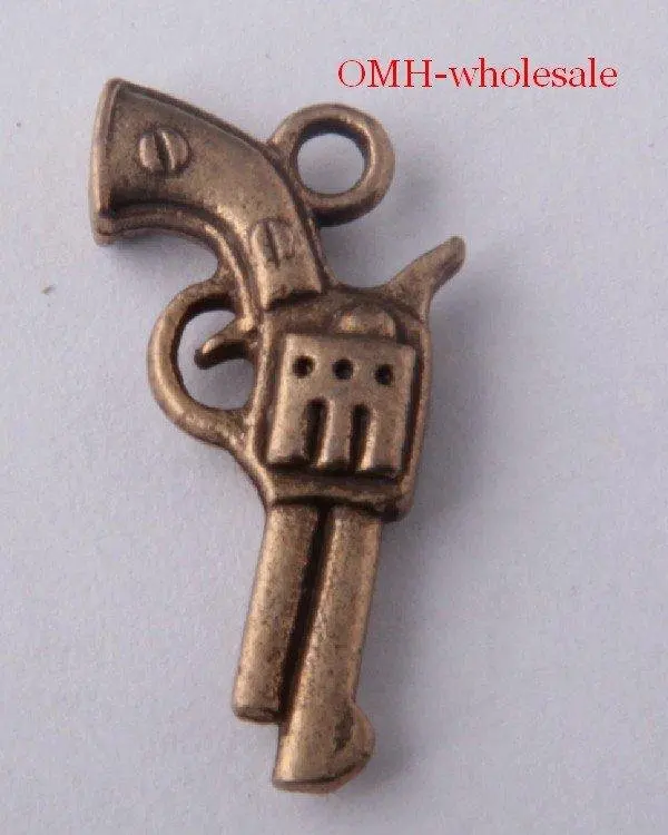 

OMH оптовая продажа бесплатная доставка 68 шт. Бронзовый пистолет Очаровательные Подвески Ожерелье Браслеты Подвески 521x11 мм DZ97