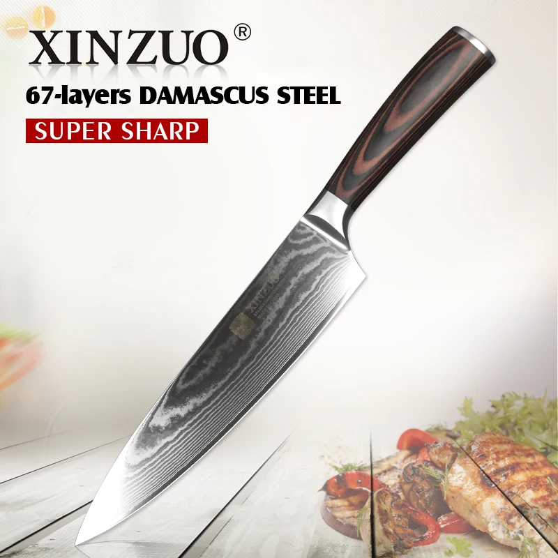 XINZUO 8 &quotшеф повара Ножи Профессиональный 67 Слои Дамаск Сталь Нержавеющая сталь