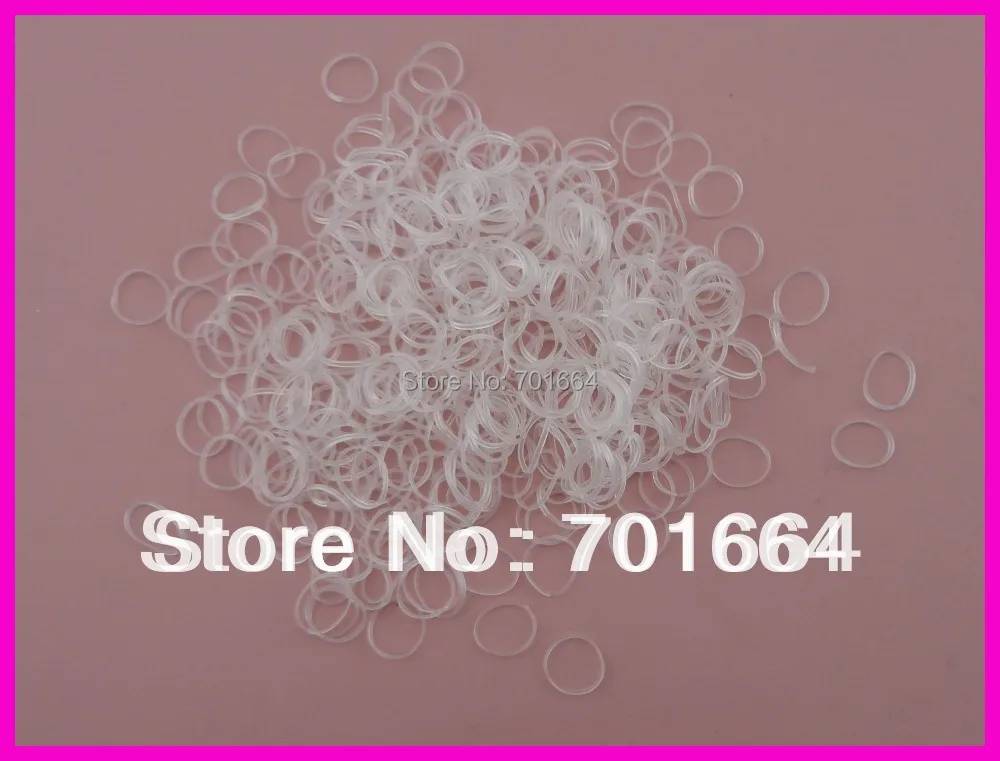 

2000PCS 4.0cm length mini clear rubber Hair band for Rope Ponytail,white Holder Elastic Hair Band,Ties Braids Plaits