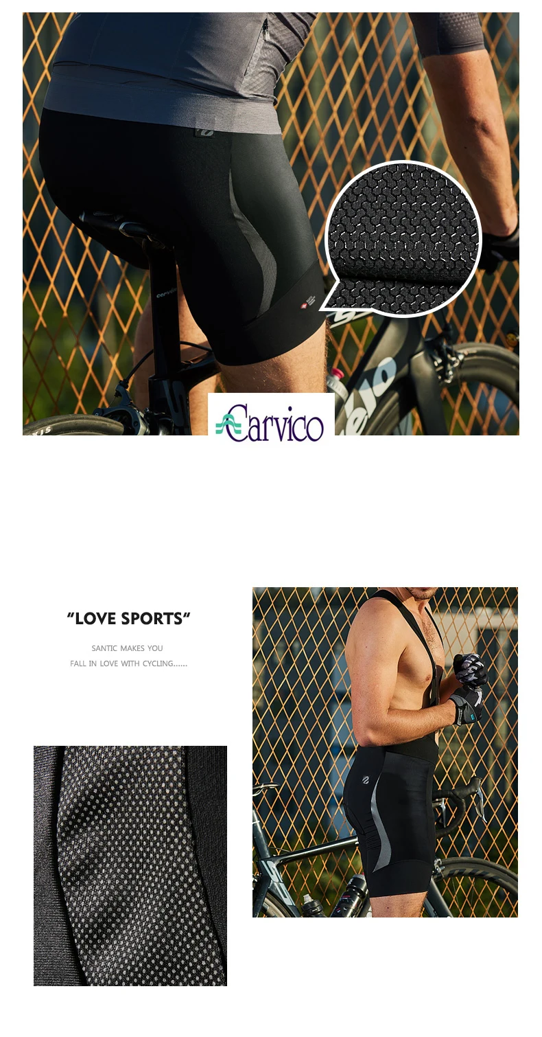 Santic PRO TEAM Profession Race Cycling Bib Shorts Italy Elastic Interface Padded Men MTB Bike Tights Triathlon Bib Shorts