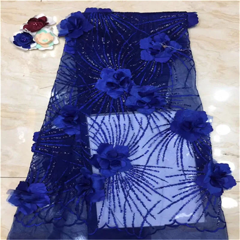 Нигерийская 3D кружевная ткань 2019 высокого качества Тюль африканские кружева Ткань свадебная французская материал Пайетки на.