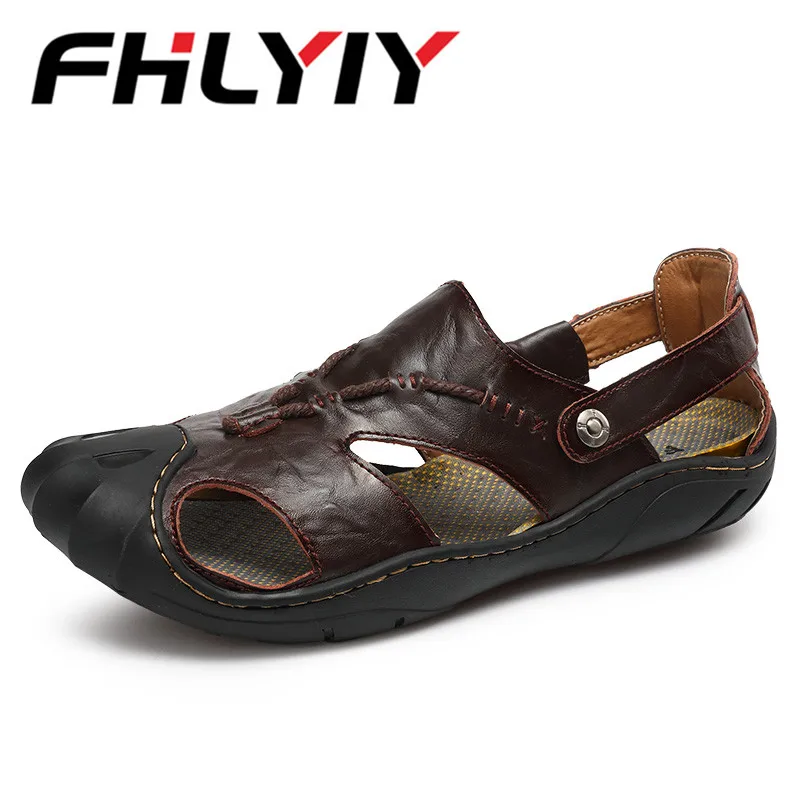 Большой Размеры 46 летние Для мужчин кожаные сандалии Открытый Весна обувь ручной