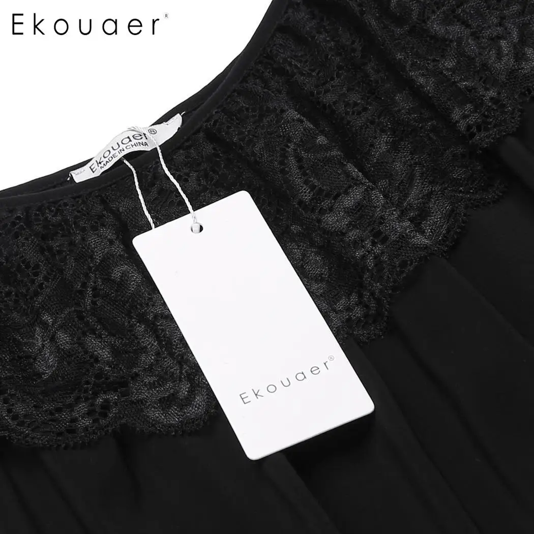 Ekouaer женская ночная рубашка для отдыха с открытыми плечами гофрированная