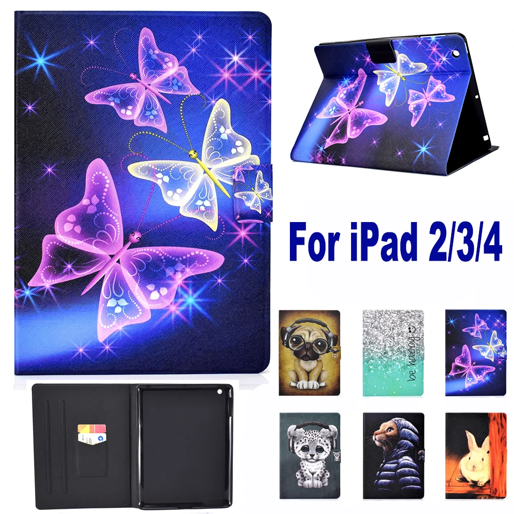 Модный чехол подставка для Apple iPad 2/3/4 A1396 A1397 A1416 A1430 A1403 A1458 A1459 A1460 A1395 кошек собак