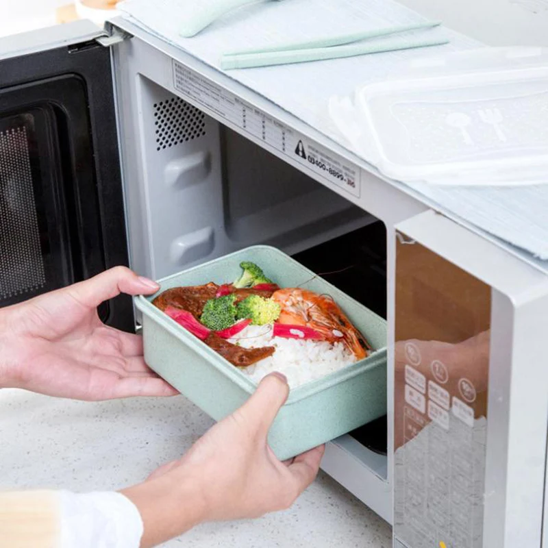 Пшеничная солома Bento коробка портативный герметичный BPA Бесплатный Ланч-бокс с