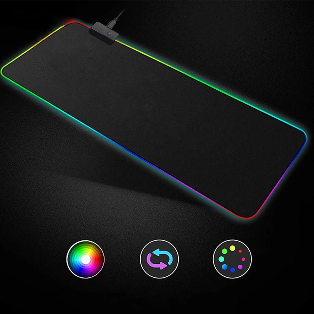 Коврик для мыши Нескользящая база RGB большой красочный светодиодный клавиатура с подсветкой коврик игровой коврик для мыши для компьютера коврик для мыши большой Расширенный