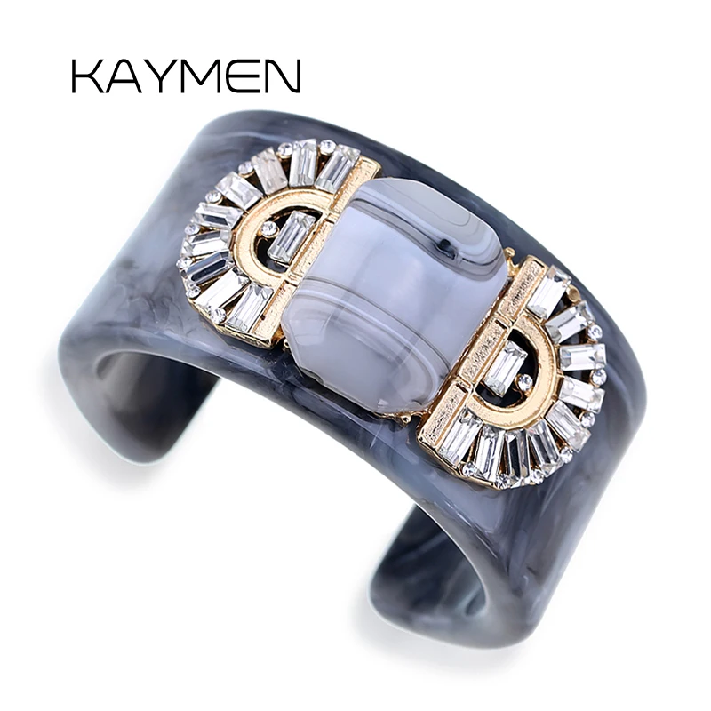 Новое поступление ювелирные изделия KAYMEN из смолы манжета с инкрустированными