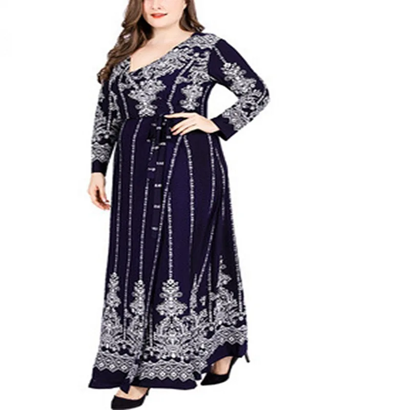 Женское винтажное платье с запахом и v-образным вырезом Осеннее свободное поясом