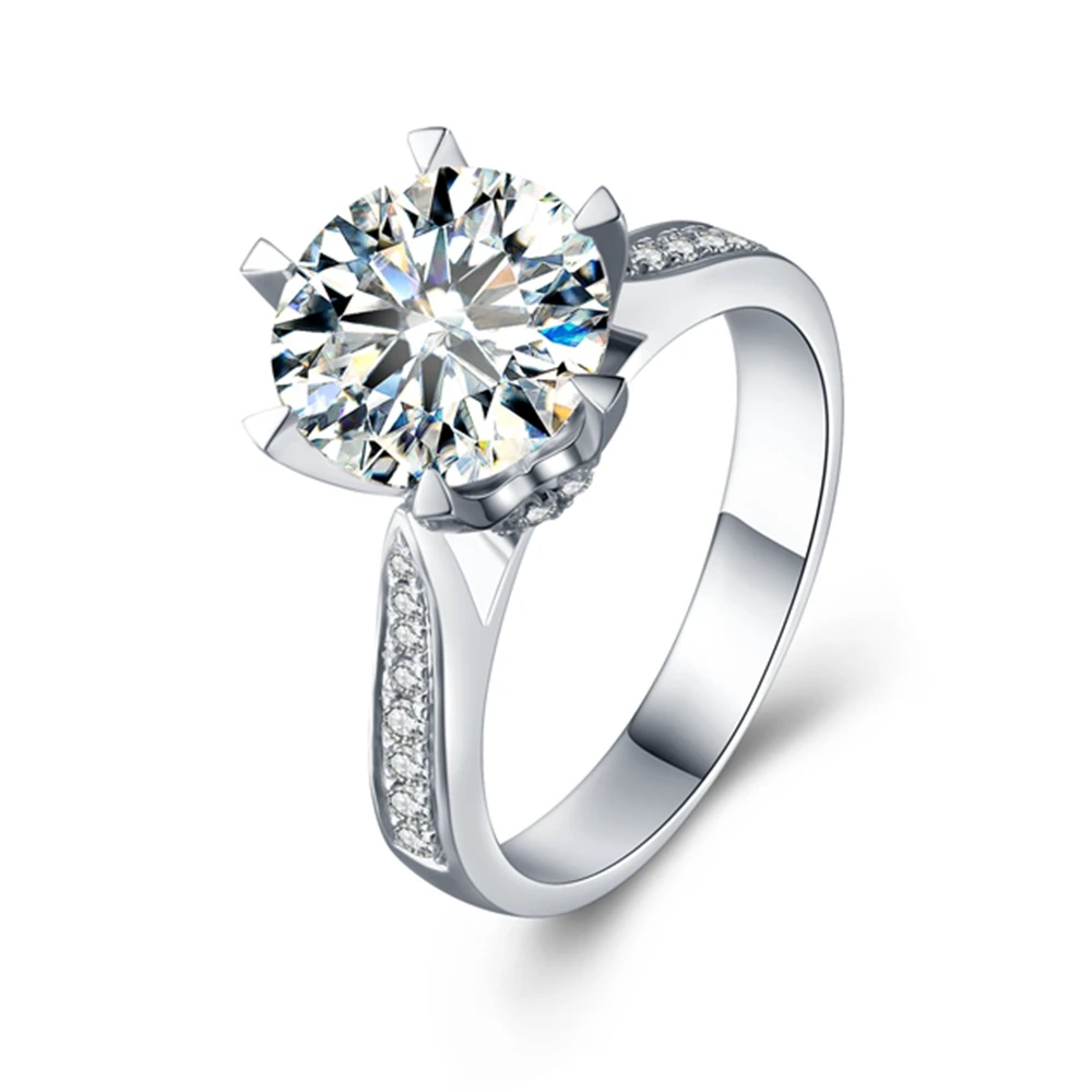 

5ct Moissanite Engagement Ring Wedding Ring 6 Prong DEF Color Lab Grown Diamond Genuine 14K 585 White Gold Fine Jewelry