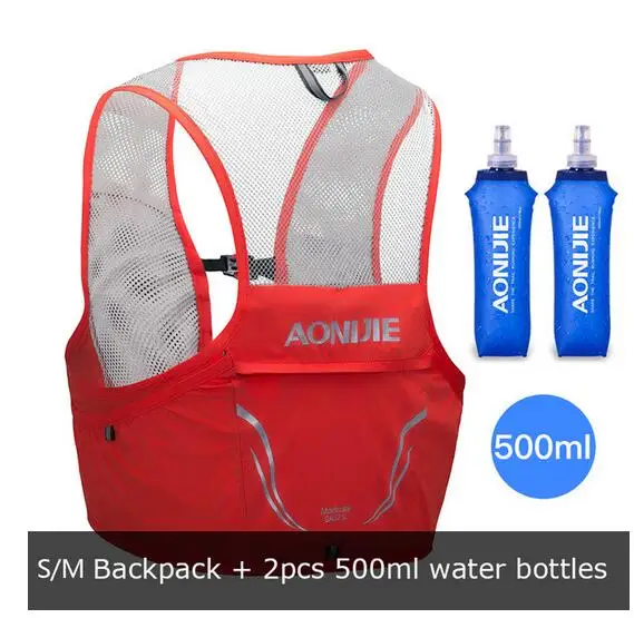 Orange-SM-500ML AONIJIE легкий дышащий 2.5L рюкзак для бега жилет сумка Велоспорт марафон Портативный Сверхлегкий походный 500 мл мягкая фляга - Цвет: Orange-SM-500ML