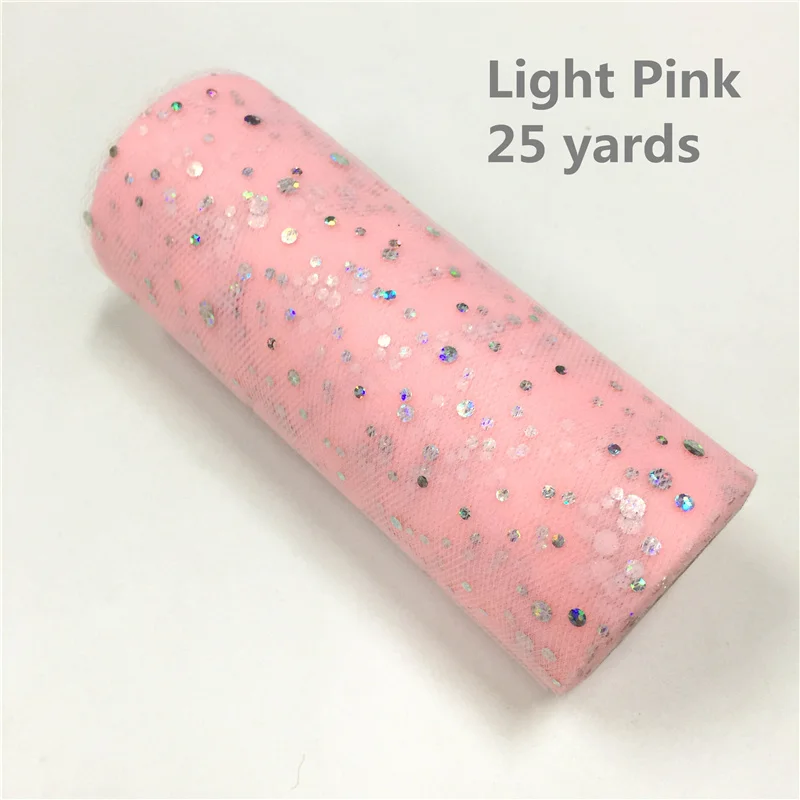 Light Pink Блестящий рулон тюля с блестками 15 см* 22 м тюль рулон катушка юбка пачка Свадебная отделка органзы лазер DIY день рождения поставки - Цвет: Light Pink