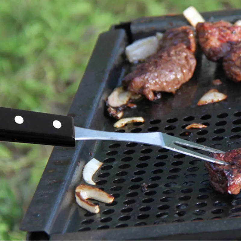 1 PC 15.35'' Grill BBQ Fork Stainless Steel Serving Long Wood Handle Barbecue For Meat Hot Dog Beef 39 cm | Дом и сад