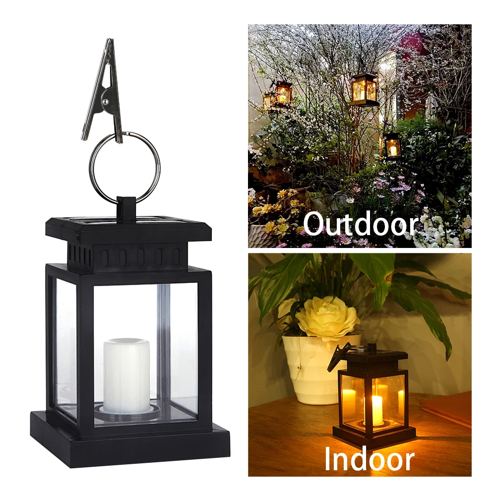 Waterproof LED Solar Garden Light Outdoor Flickering Flameless Candle Hanging Lantern Smokeless for Yard Lawn Patio Camping Tent | Лампы и
