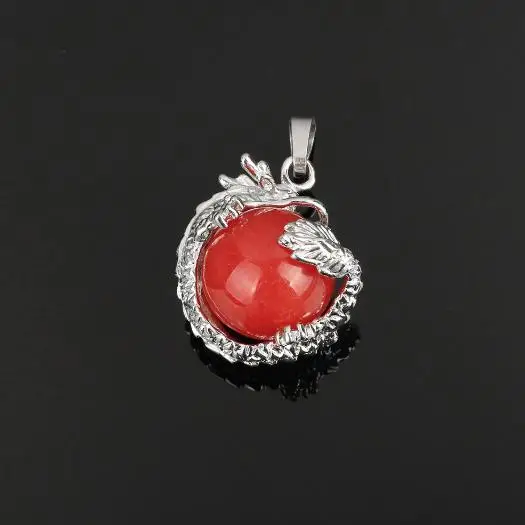 red jade YYW, женские и мужские ювелирные изделия, животное, 3D, коготь дракона, обёрточная бумага, шарики, натуральный прозрачный кварц, опал, лунный камень, тигровый глаз, роза, камень, подвески - Окраска металла: red jade