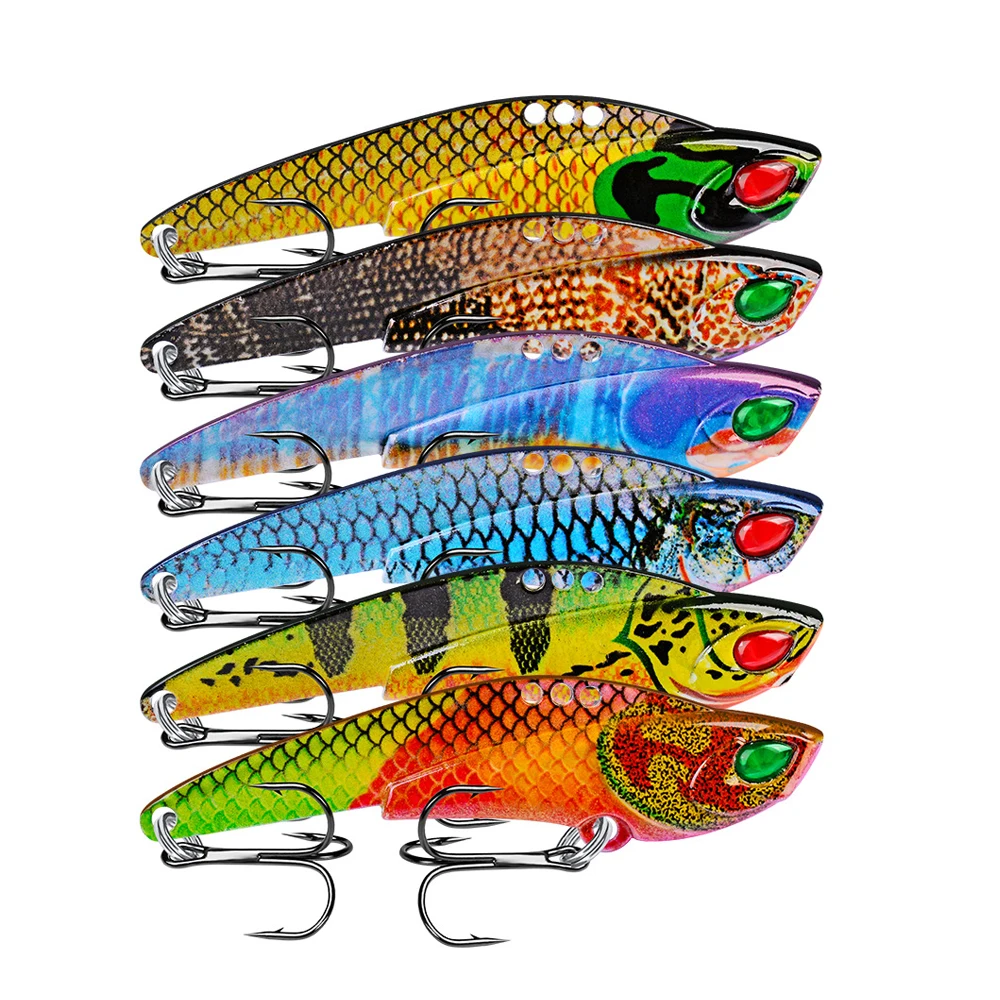 

1Pcs Metal VIB Lures 60mm/12g Vivid Vibratory Spoon Lure Fishing Bait Bass Artificial Hard Bait Cicada Lure VIB Bait 3D Eyes