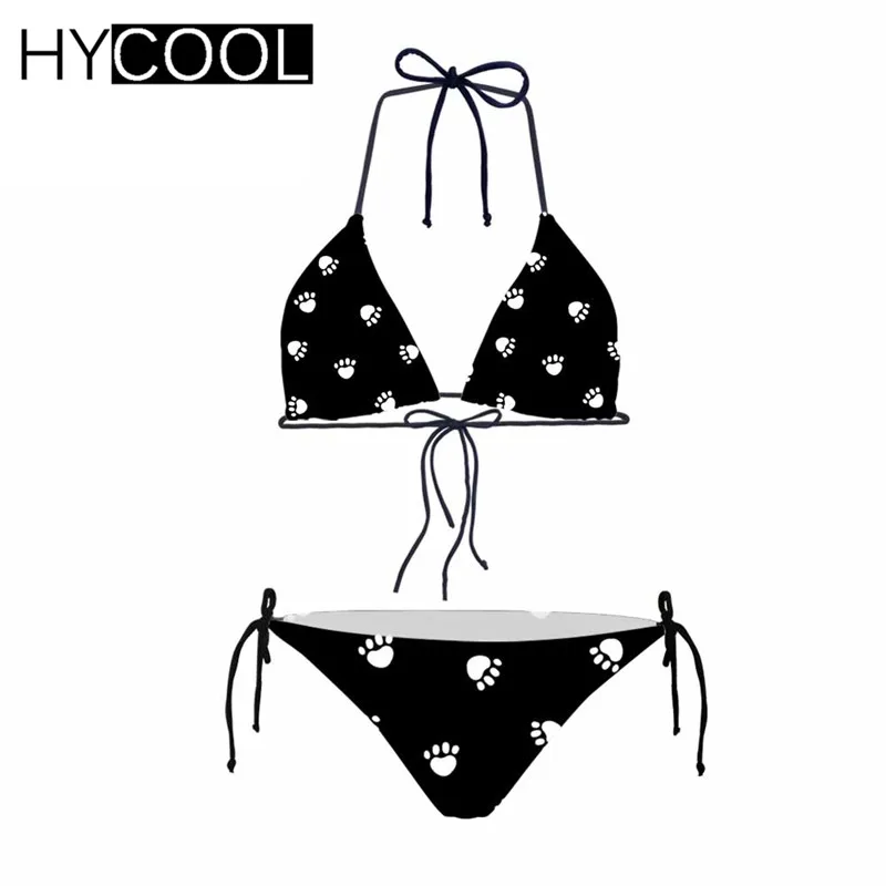 Женский купальник HYCOOL бикини с принтом собачьей лапы бандажный купальный костюм