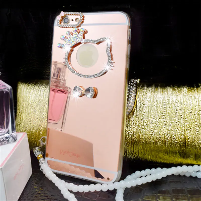 Для iPhone 6 S 7 8 Plus X модная симпатичная мягкая зеркальная задняя крышка с