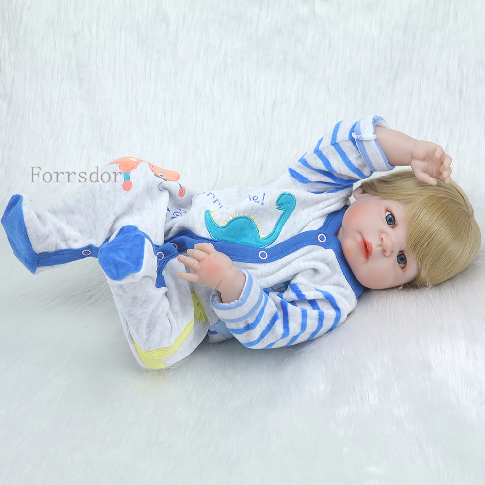 Forrsdor55cm Новые Короткие Золотой волос полный силиконовый для новорожденных с