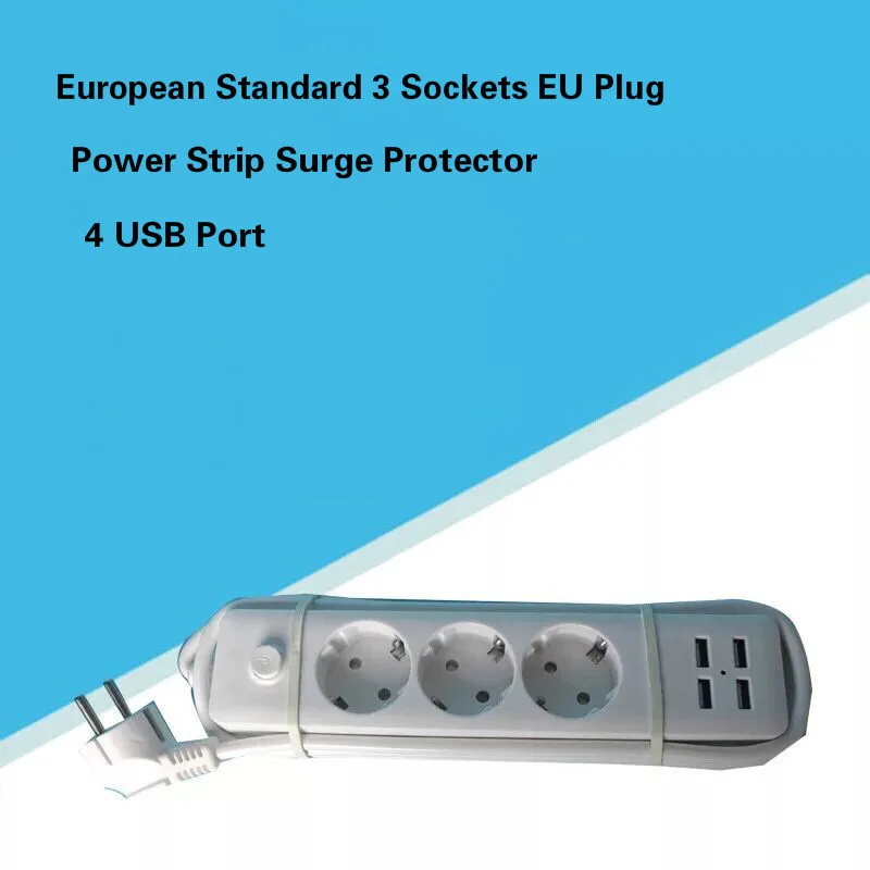 Штепсельная Вилка европейского стандарта для быстрой зарядки 4 USB + 3 розетки 1 8