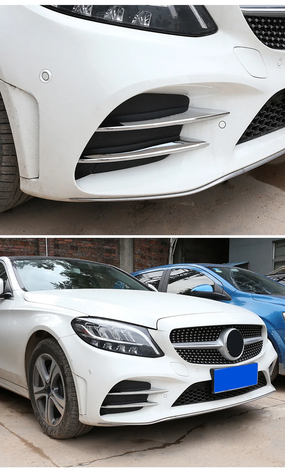 Для Mercedes Benz C Class W205 S205 C180 C260 C300 Автомобильная передняя противотуманная фара накладка наклейка решетка воздухозаборника планки отделка