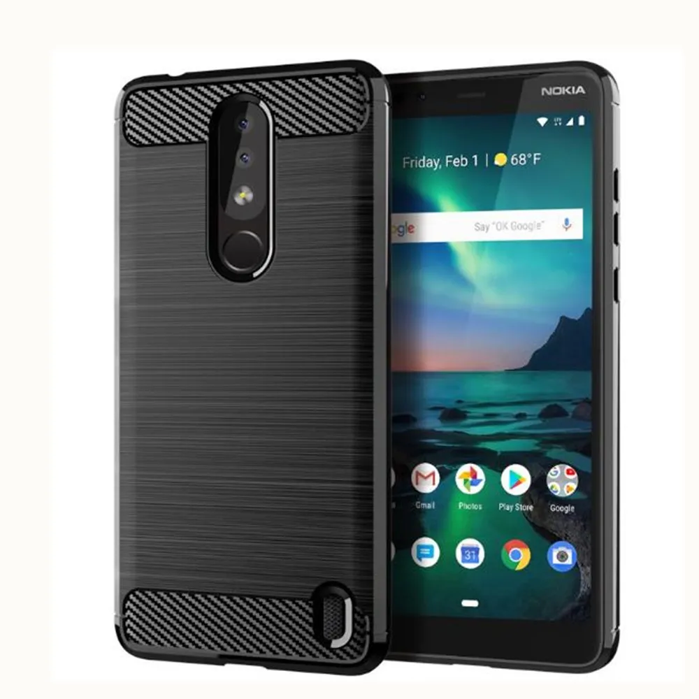 Чехол из углеродного волокна для Nokia 3 1 Plus резиновые силиконовые чехлы телефонов