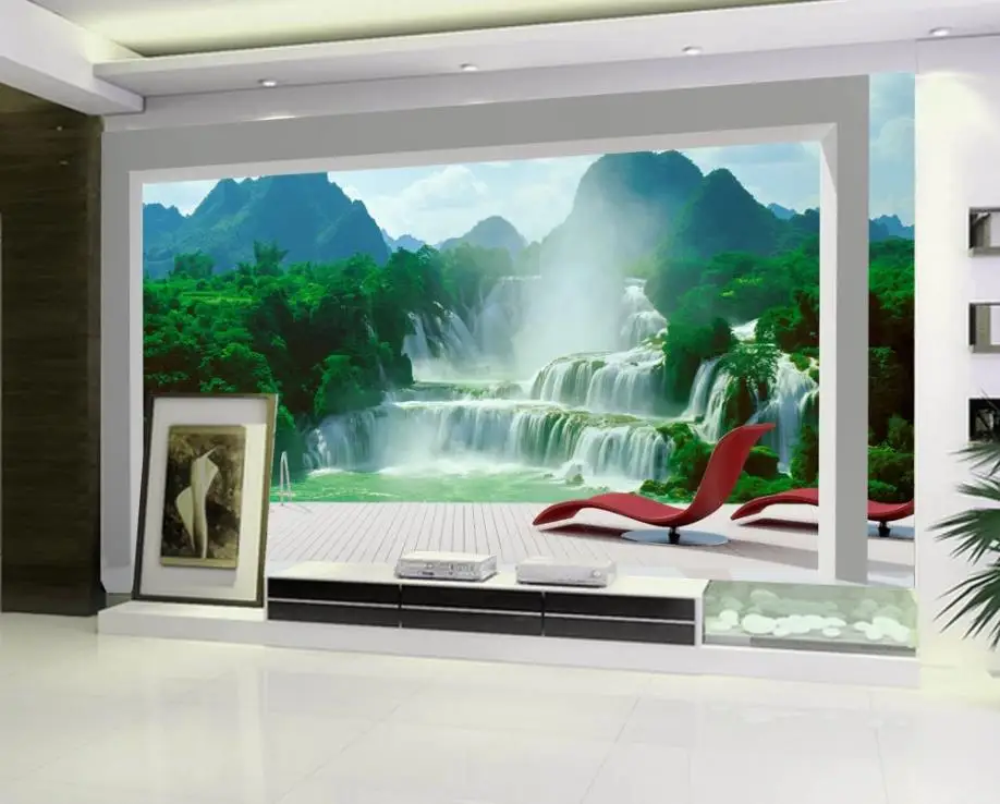 landscape water and wealth TV background wall nature scenery wallpapers photo murals wallpaper | Обустройство дома