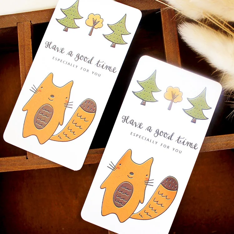 50 шт. мини карточки в виде лисы и леса|message card|mini cardchristmas party invitations |