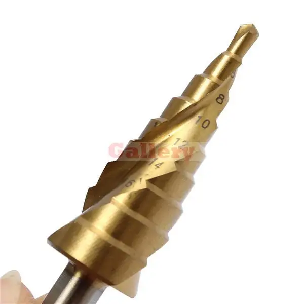 3 шт. спиральные ступенчатые сверла из быстрорежущей стали с рифленым