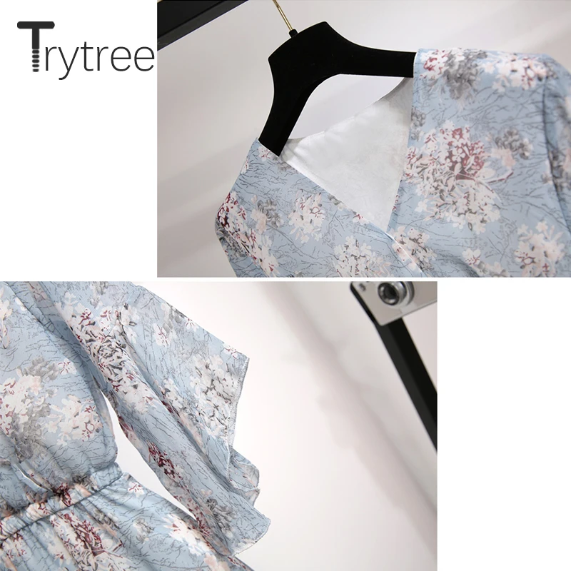 Trytree 2019 лето осень повседневное женское платье с цветочным принтом