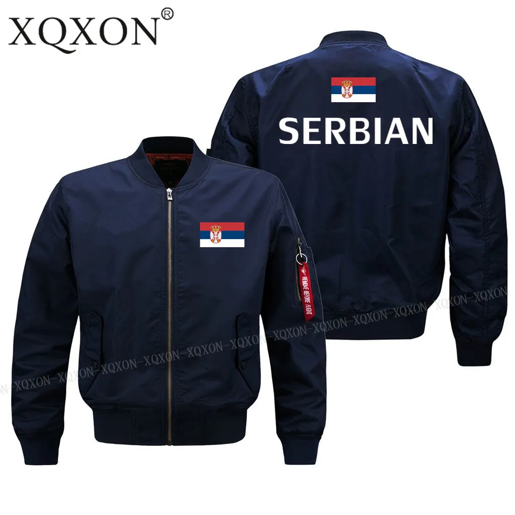 XQXON 2021New с длинным рукавом флаг сербии осень зима бомбардировщик куртка высокого
