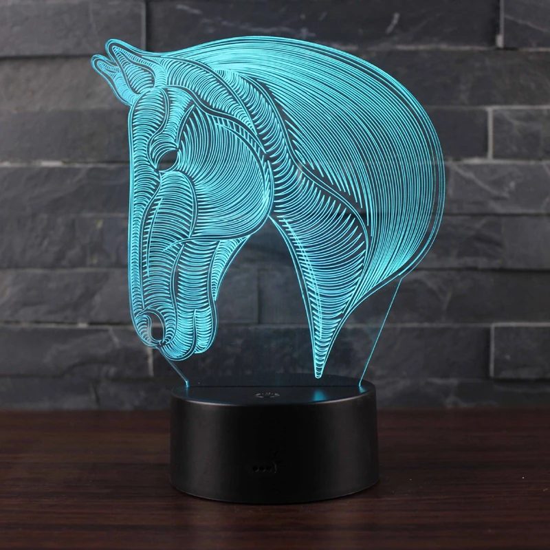 Majestic Horse тема 3D лампа светодиодный ночник 7 цветов Изменение сенсорного настроения лампа Рождественский подарок Прямая