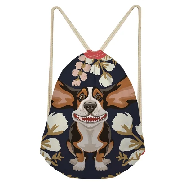H8576Z3 Coloranimal Для женщин девочки-подростка рюкзак повседневная женская обувь строка плеча рюкзак Фитнес обувь для йоги с цветочным принтом собаки шнурок - Цвет: H8576Z3