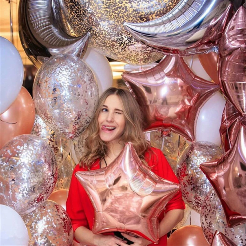 Rose gold champagne color series heart round star foil balloon confetti latex birthday wedding party Decorations | Дом и сад