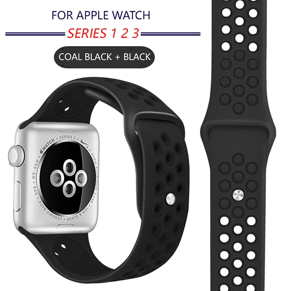 Спортивный силиконовый ремешок для Apple Watch 4, ремешок 40 мм, 44 мм, браслет 42 мм, 38 мм, ремешок для Apple Watch iwatch 4, ремешок 4, 3, 2, браслеты - Цвет ремешка: black