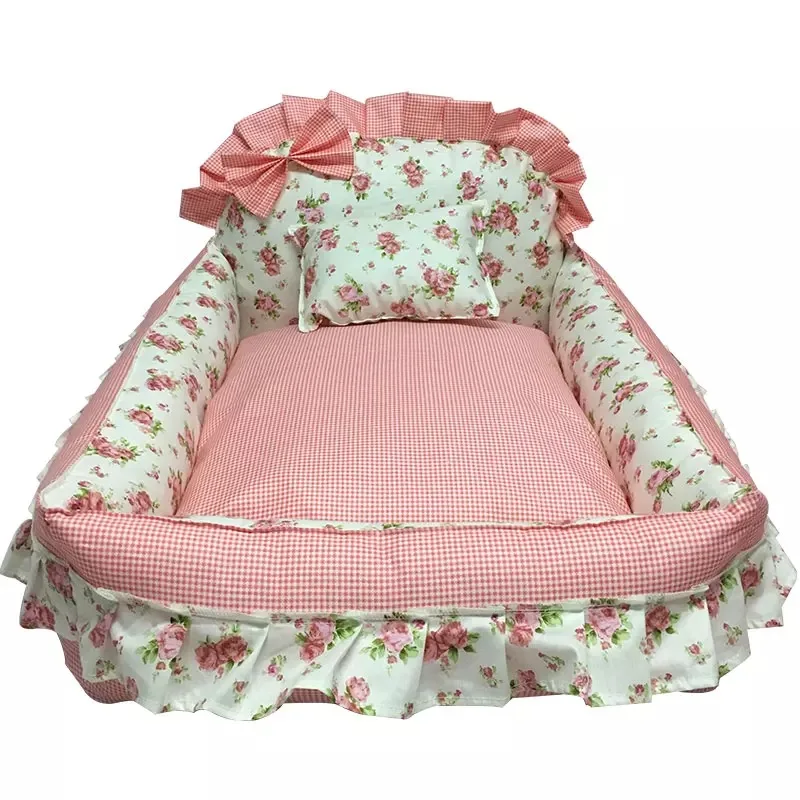 

Deluxe Pet Bed Improved Sleep Washable canvas pet dog bed wearproof safe and Long Lasting cool pet mat Padded Pet Bolster Bed