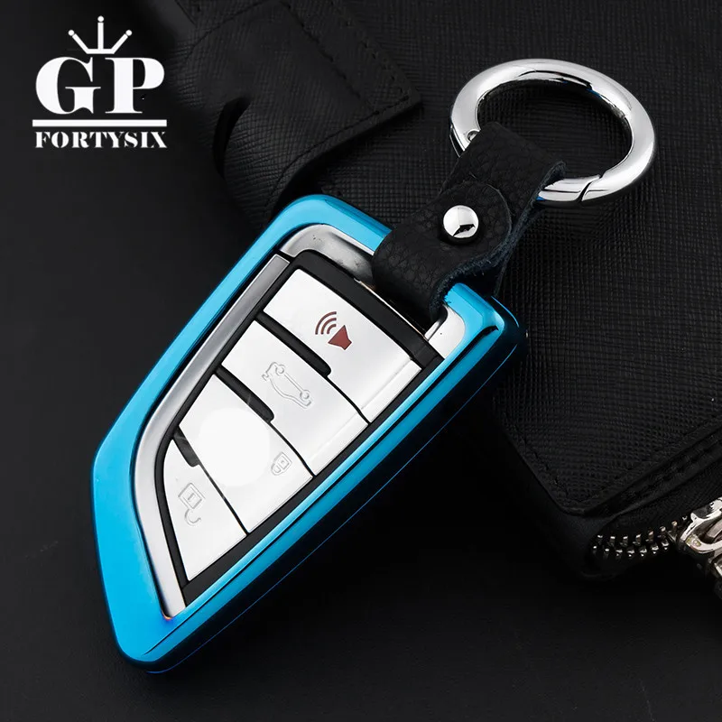 2017 Car Covers Styling Zinc Alloy+Leather Chain Steel Rings Handmade Key Fob Case Cover Shell Holder For BMW X1 X5 X6 | Автомобили и