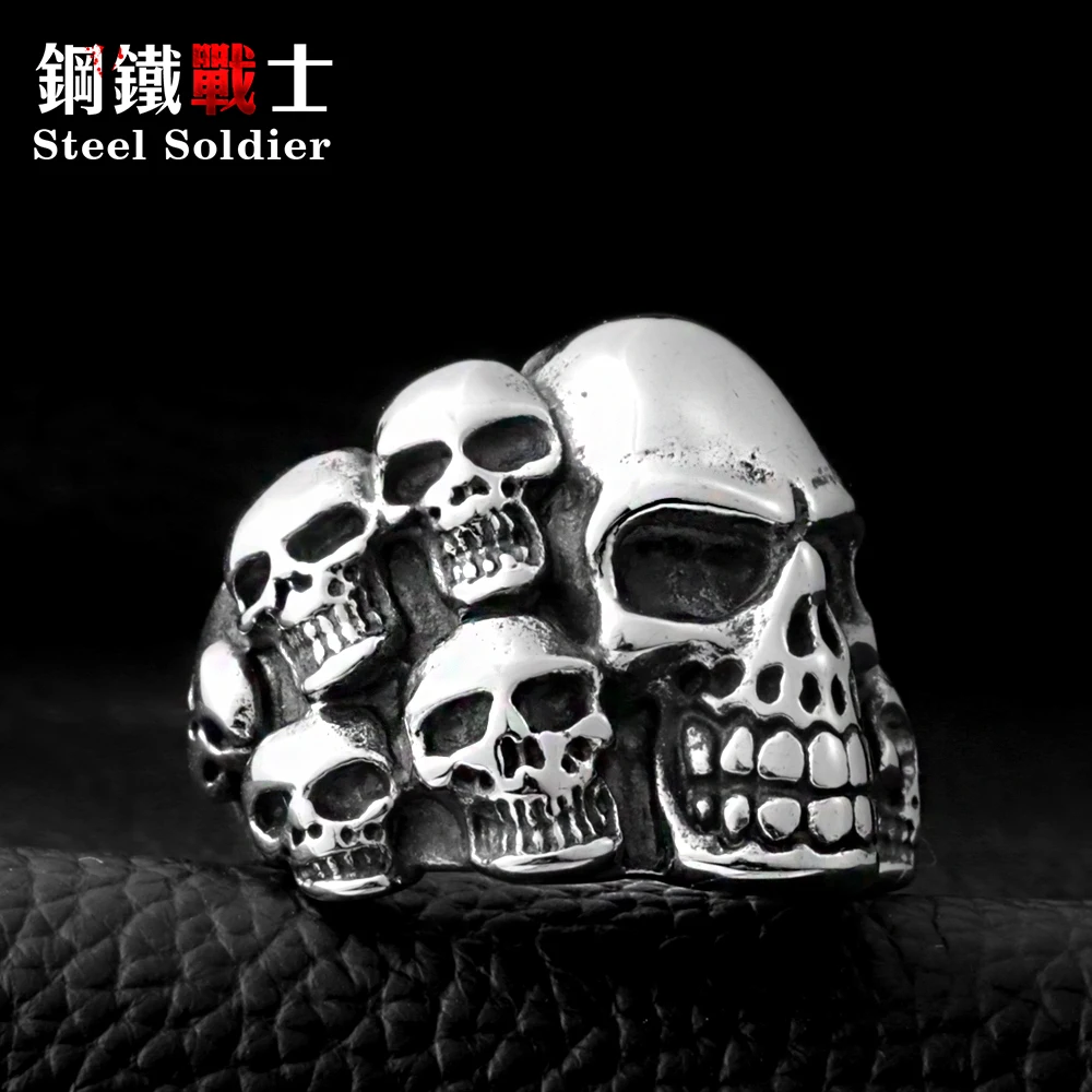 Мужское кольцо из титановой нержавеющей стали в стиле панк|skull rings for men|stainless steel