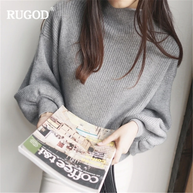 Женский трикотажный свитер RUGOD Однотонный с длинным рукавом летучая мышь 2019 |
