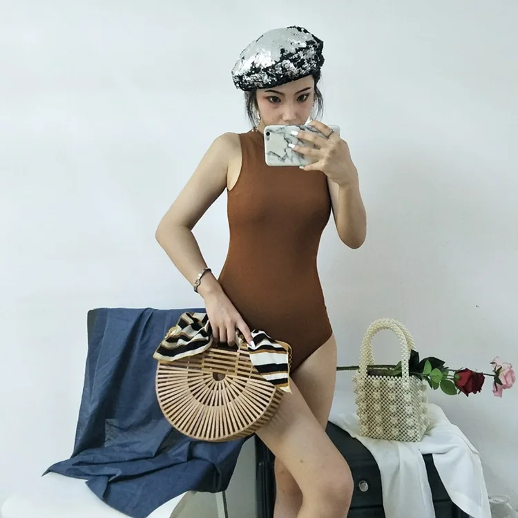 Купальные костюмы для девочек, купальная одежда, Раздельный купальник для женщин, цельный женский корейский однотонный трикотажный сексуальный купальник из спандекса