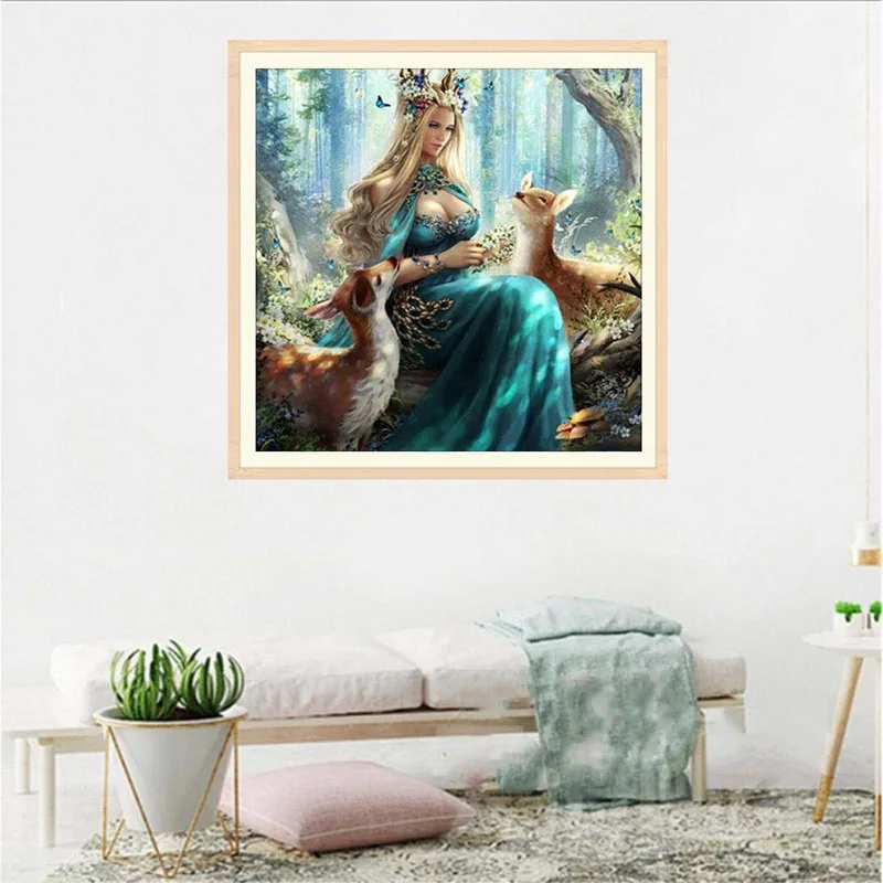 5D DIY Алмазная картина королева и олень Алмазная мозаика круглая картина из кристаллов самодельная вышивка крестиком Мозаика подарок