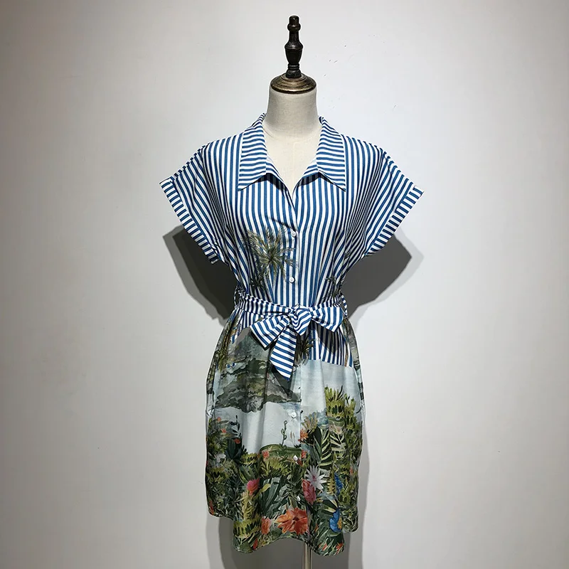 2019 летнее Новое Стильное платье в полоску | Женская одежда