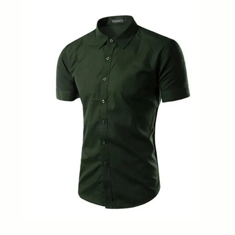 Мужская хлопковая рубашка с короткими рукавами в Корейском стиле Camisa летняя