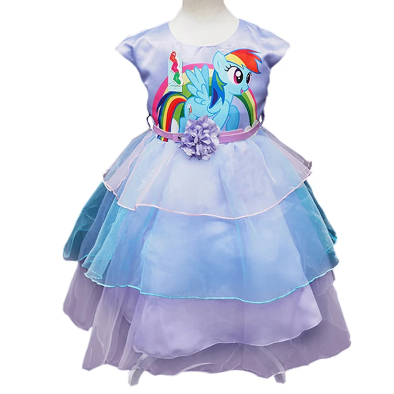 2018 little girls new fashion color gauze girl tutu Dresses My pony kids cartoon princess baby chiffon sequin dress clothes | Детская
