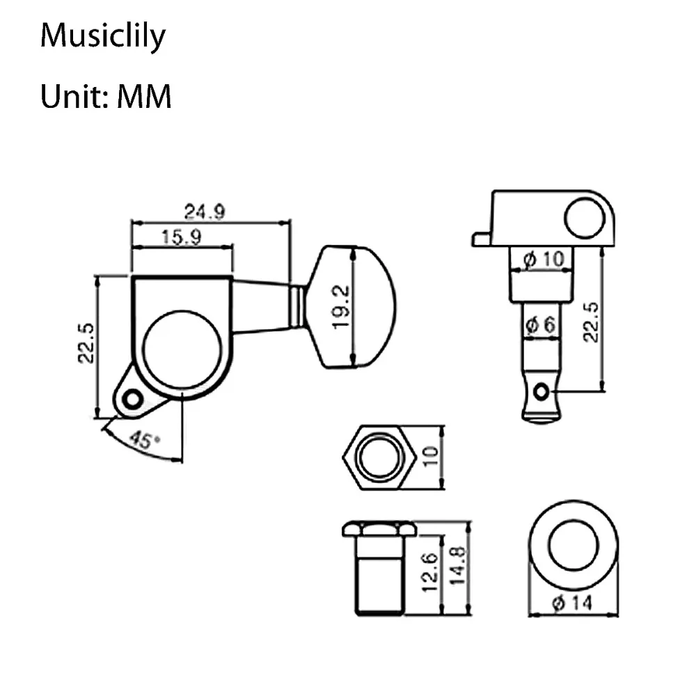 Musiclily Pro Гитара Блокировка тюнеры 6R струнная электрогитара Тюнинг колышки для Strat